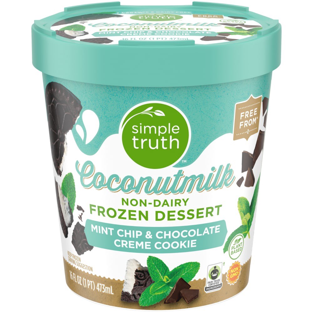 slide 2 of 3, Simple Truth Coconut Milk Mint Chip & Chocolate Creme Cookie Non-Dairy Frozen Dessert, 1 pint