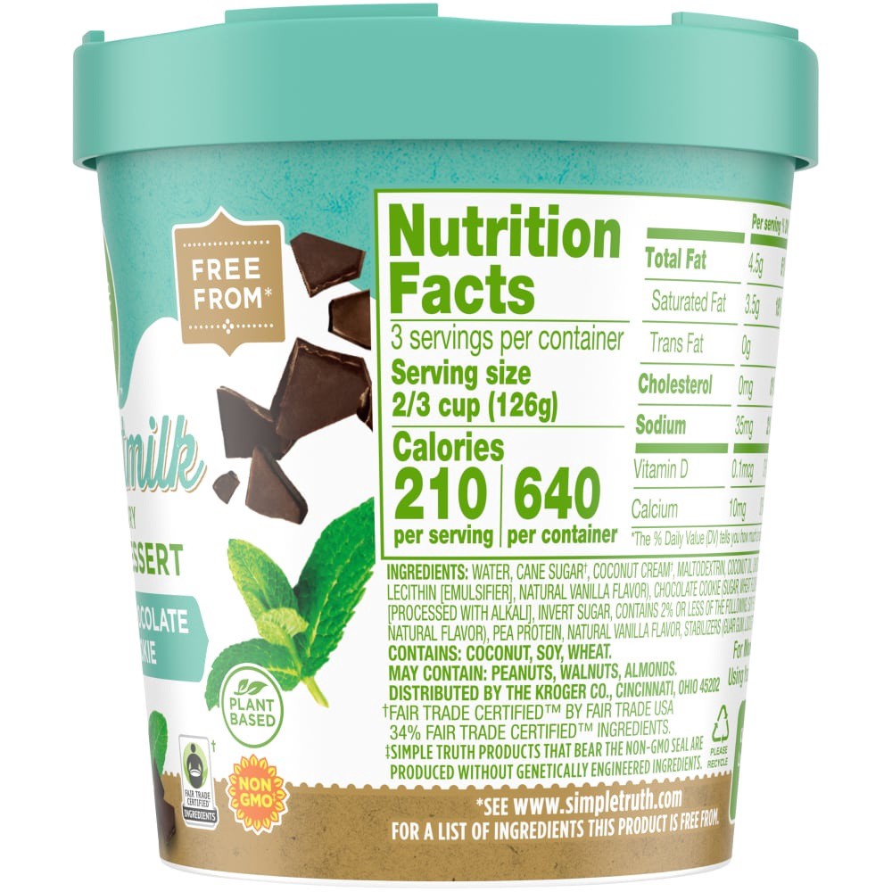 slide 3 of 3, Simple Truth Coconut Milk Mint Chip & Chocolate Creme Cookie Non-Dairy Frozen Dessert, 1 pint