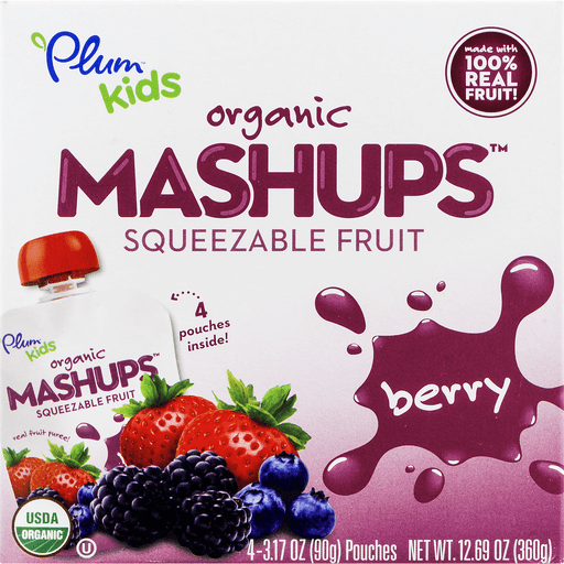 slide 6 of 8, Plum Organics Mashups Applesauce + Berries Pouches, 4 ct; 3.17 oz