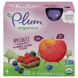 Plum Organics Mashups Applesauce, Strawberry, Blueberry & Blackberry 3.17oz Pouch-4-Pack