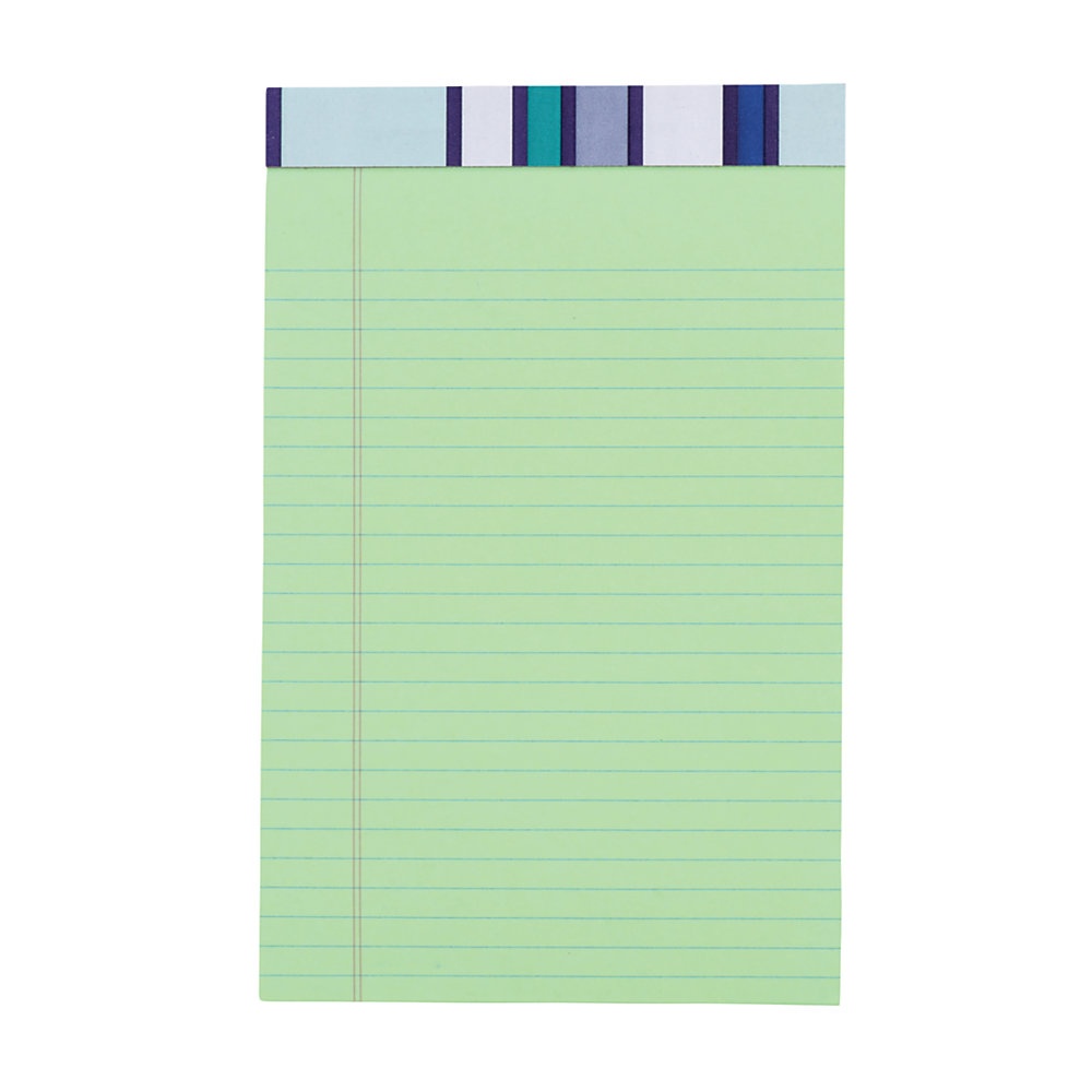 slide 1 of 1, Office Depot Brand Fashion Legal Pad, 5'' X 8'', Narrow Rule, 100 Pages (50 Sheets), Stripe/Green, 50 ct