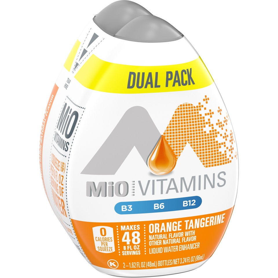 slide 2 of 5, MiO Vitamins Orange Tangerine Naturally Flavored Liquid Water Enhancer Dual Pack Pack, 3.24 fl oz