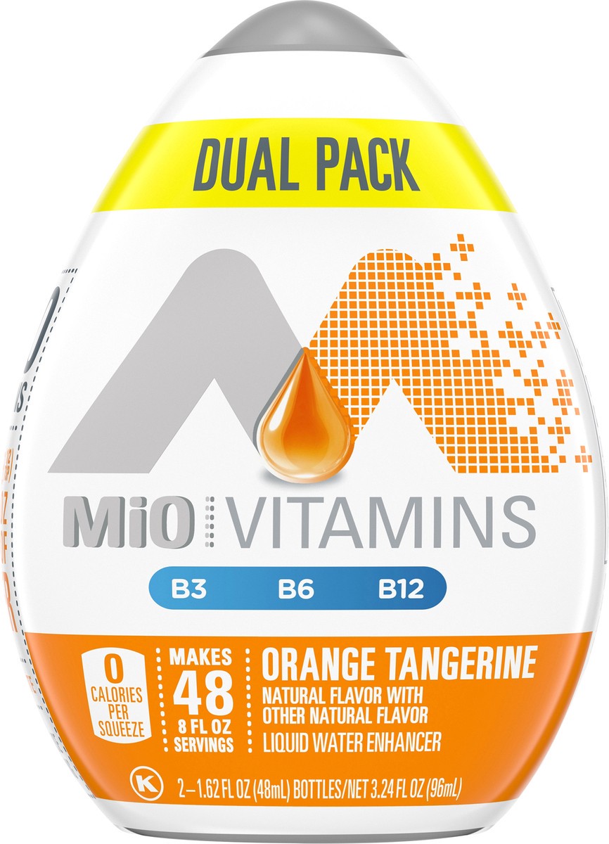 slide 4 of 9, MiO Vitamins Orange Tangerine Naturally Flavored Liquid Water Enhancer Dual Pack, 2 ct Pack, 1.62 fl oz Bottles, 2 ct