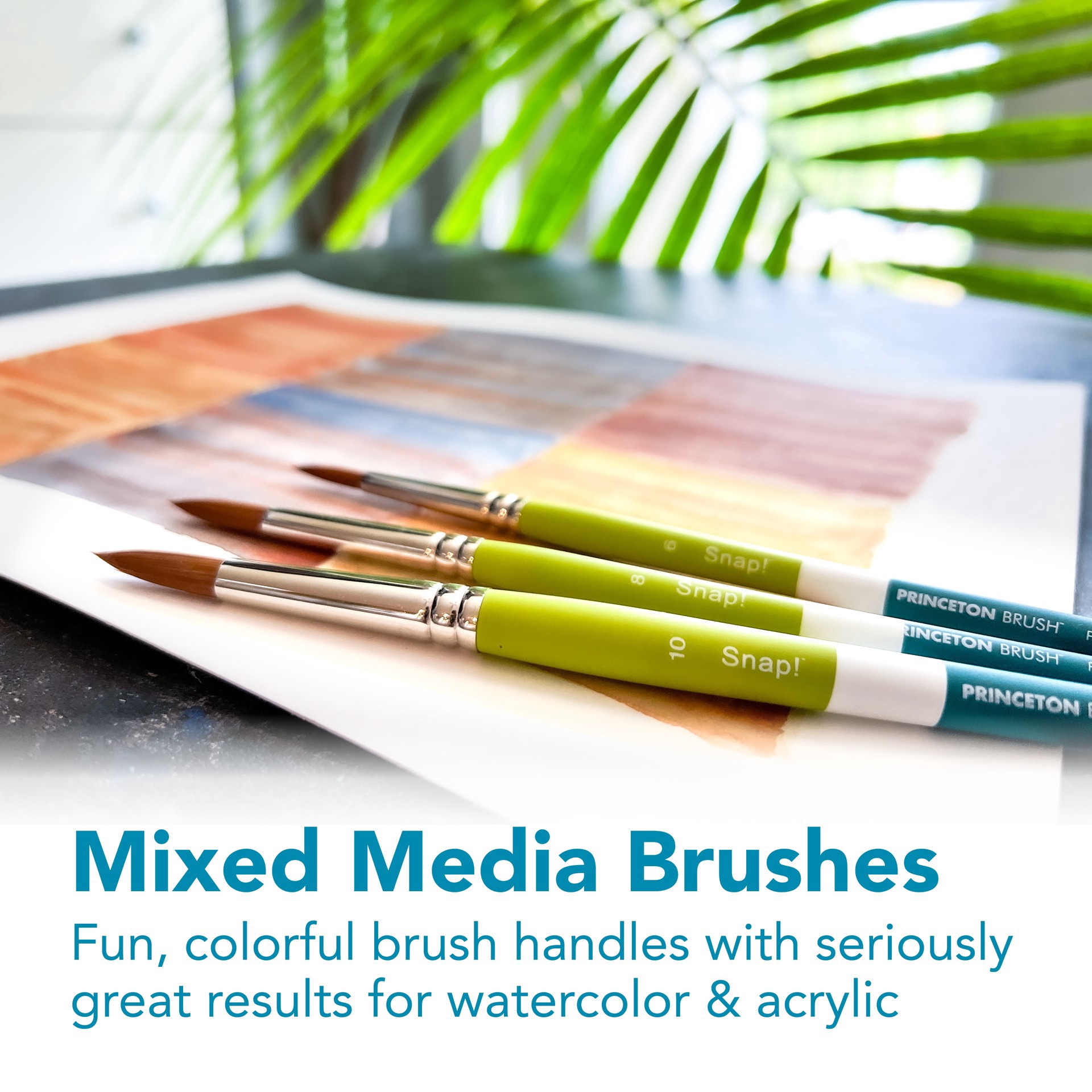 slide 4 of 4, Princeton Art & Brush Co Princeton Snap! Series 9950 Synthetic Short Handle Flat Shader Brush, Size 6, series 9950