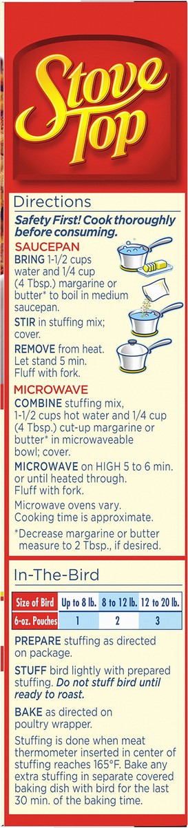 slide 6 of 9, Stove Top Low Sodium Stuffing Mix for Chicken with 25% Less Sodium, 6 oz Box, 6 oz