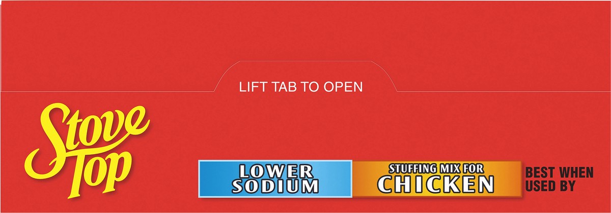 slide 5 of 9, Stove Top Low Sodium Stuffing Mix for Chicken with 25% Less Sodium, 6 oz Box, 6 oz