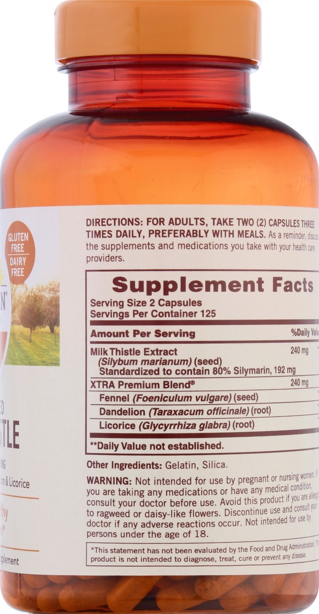 slide 8 of 9, Sundown Naturals Milk Thistle 240 Mg Capsules, 250 ct