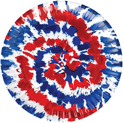 slide 1 of 1, Destination Holiday Patriotic Tie-Dye Melamine Summer Platter, 14 in