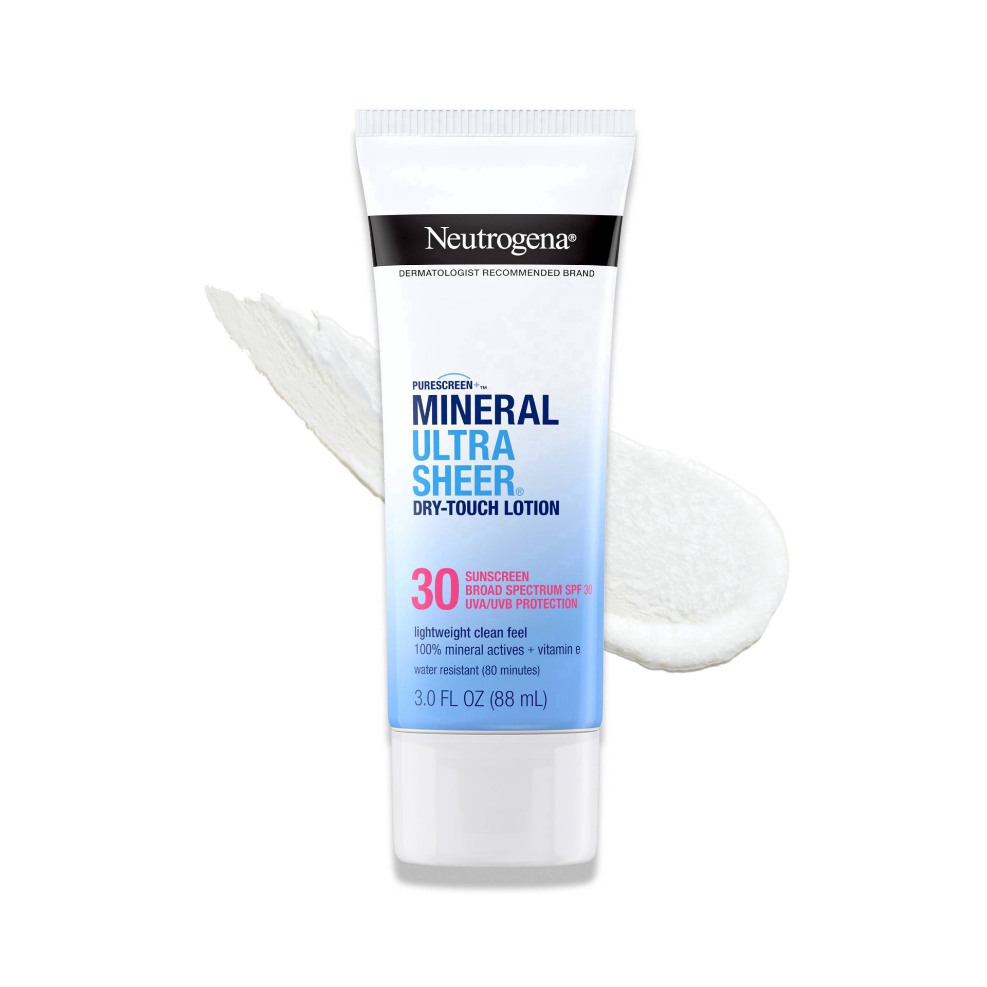 Neutrogena Mineral UltraSheer Dry-Touch SPF 30 Sunscreen Lotion, Water ...