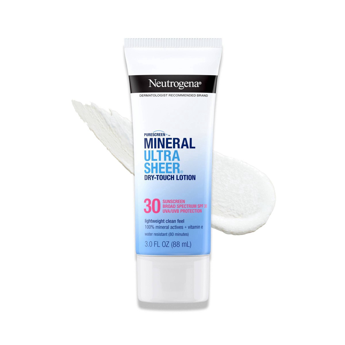 slide 2 of 21, Neutrogena Mineral UltraSheer Dry-Touch SPF 30 Sunscreen Lotion, Water-Resistant Broad-Spectrum UVA/UVB Protection, Skin Nourishing, Lightweight With Vitamin E, Oxybenzone-Free, 3.0 fl. oz, 30 ct; 3 oz