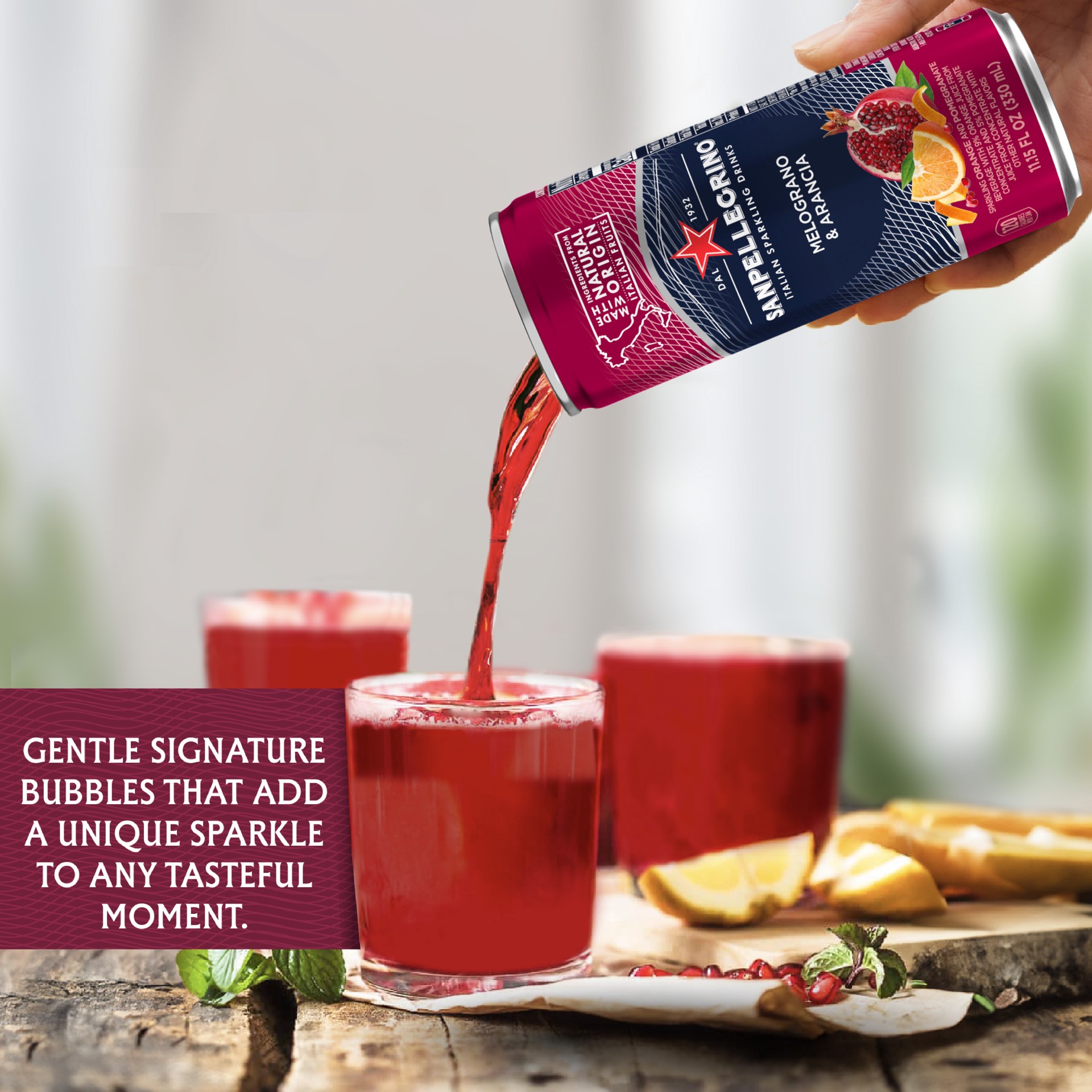 slide 2 of 7, San Pellegrino Italian Sparkling Drink Melograno and Arancia, Sparkling Orange and Pomegranate Beverage Can, 11.15 fl oz