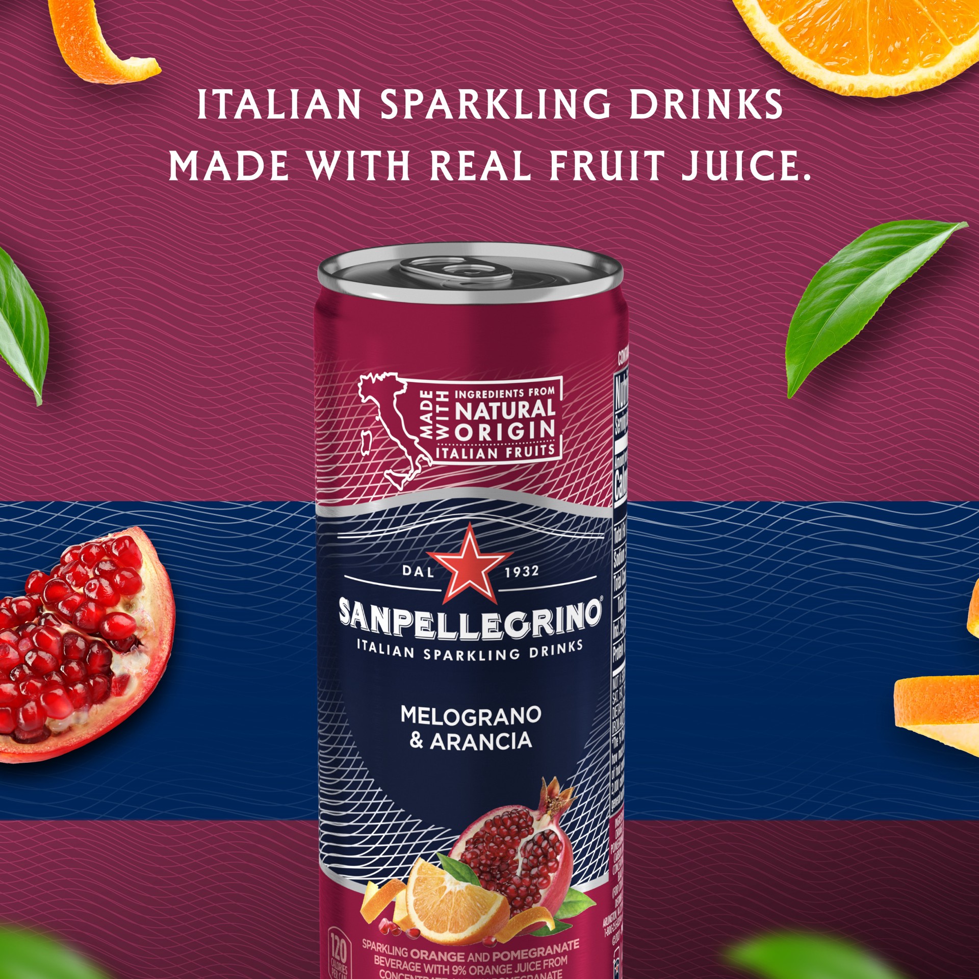 slide 7 of 7, San Pellegrino Italian Sparkling Drink Melograno and Arancia, Sparkling Orange and Pomegranate Beverage Can, 11.15 fl oz