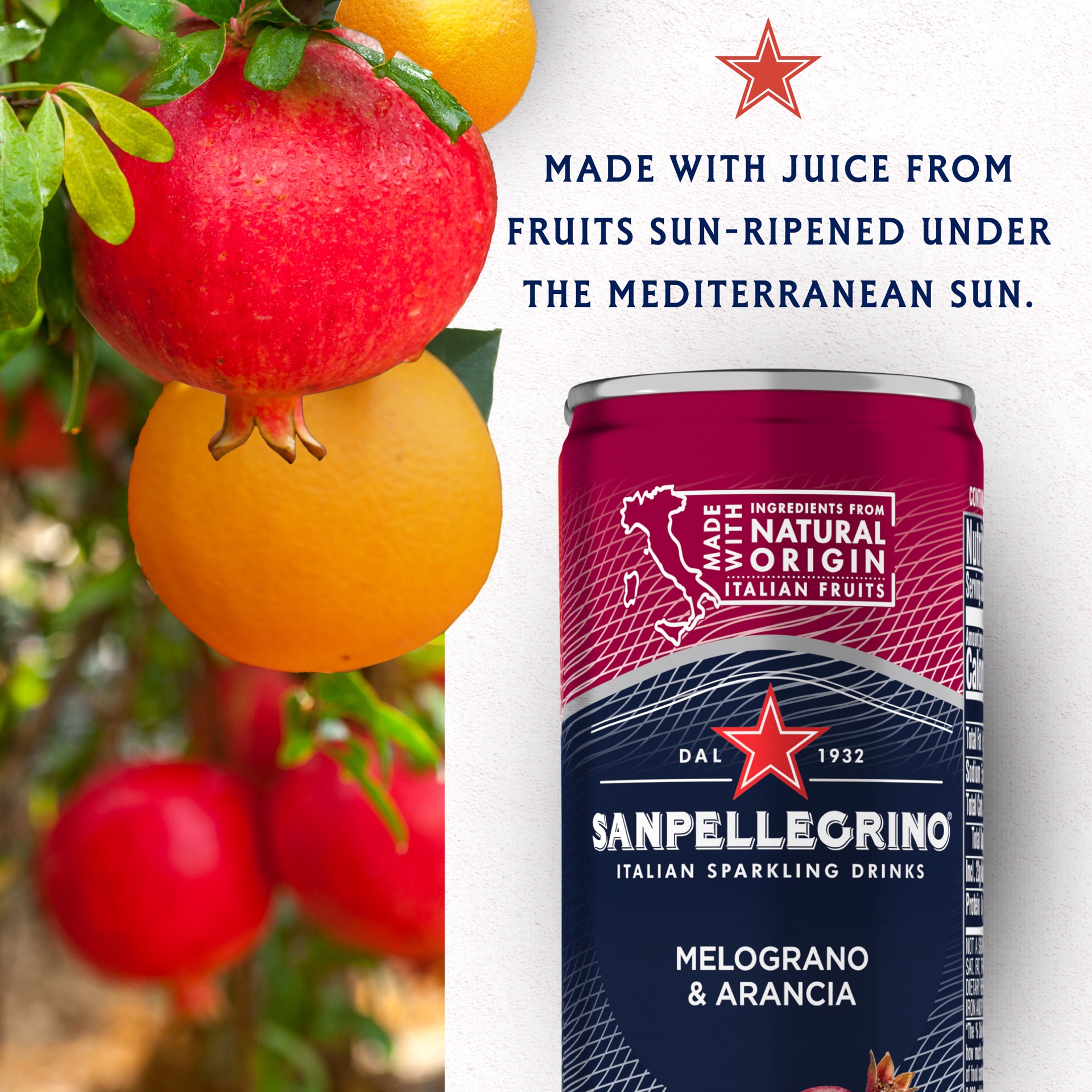 slide 5 of 7, San Pellegrino Italian Sparkling Drink Melograno and Arancia, Sparkling Orange and Pomegranate Beverage Can, 11.15 fl oz