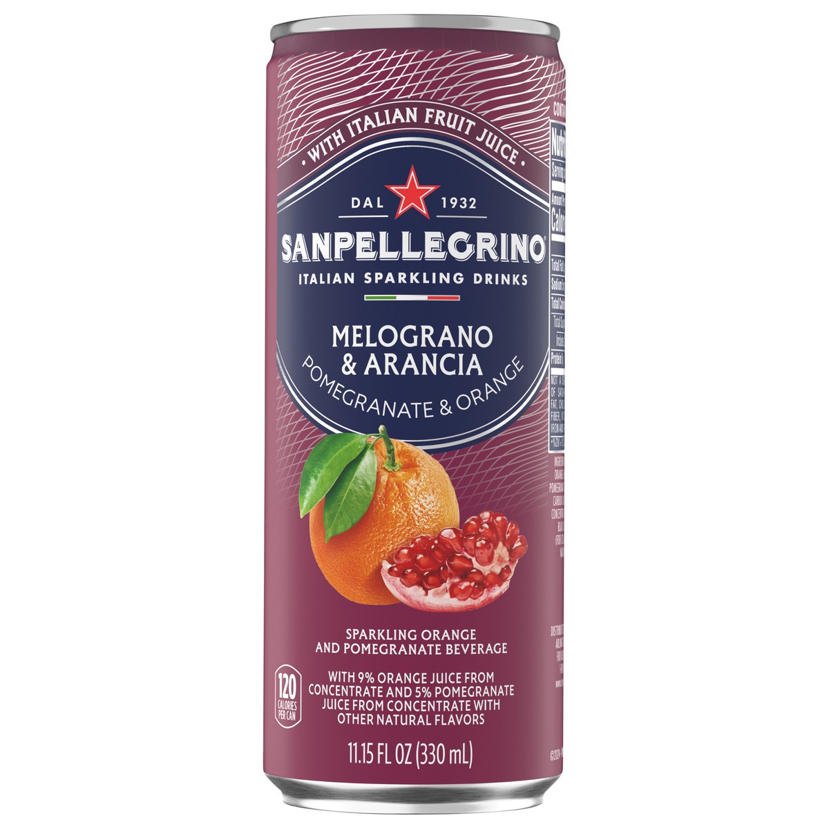 slide 1 of 7, San Pellegrino Italian Sparkling Drink Melograno and Arancia, Sparkling Orange and Pomegranate Beverage Can, 11.15 fl oz