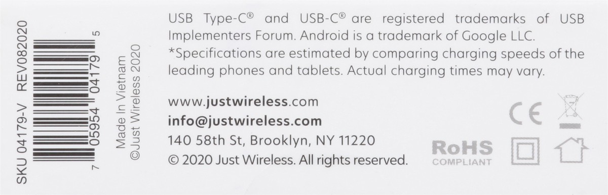 slide 5 of 11, Just Wireless Home Charger 3.0A USB-C, 1 ct