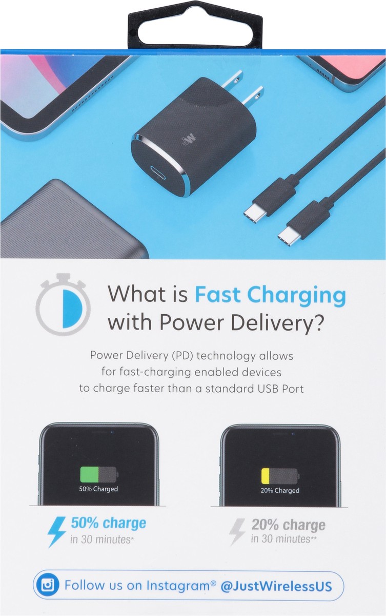 slide 9 of 11, Just Wireless Home Charger 3.0A USB-C, 1 ct