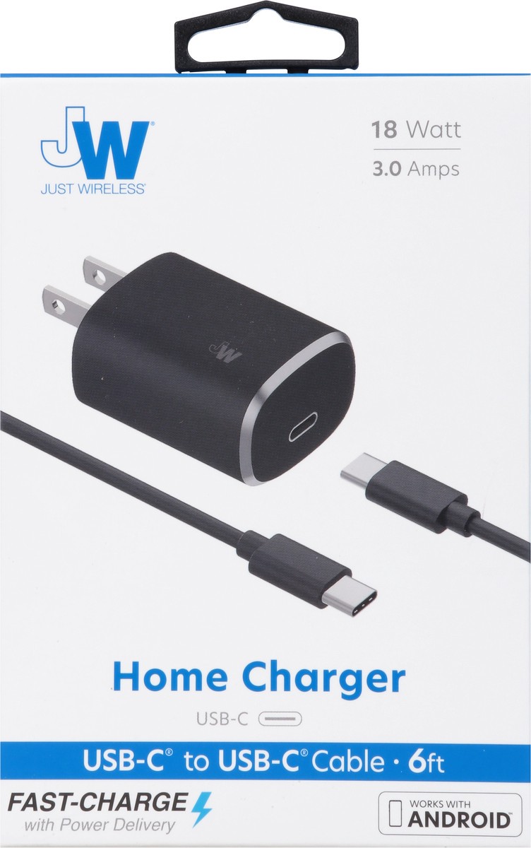 slide 7 of 11, Just Wireless Home Charger 3.0A USB-C, 1 ct
