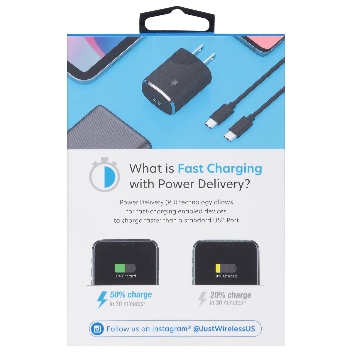 slide 10 of 11, Just Wireless Home Charger 3.0A USB-C, 1 ct