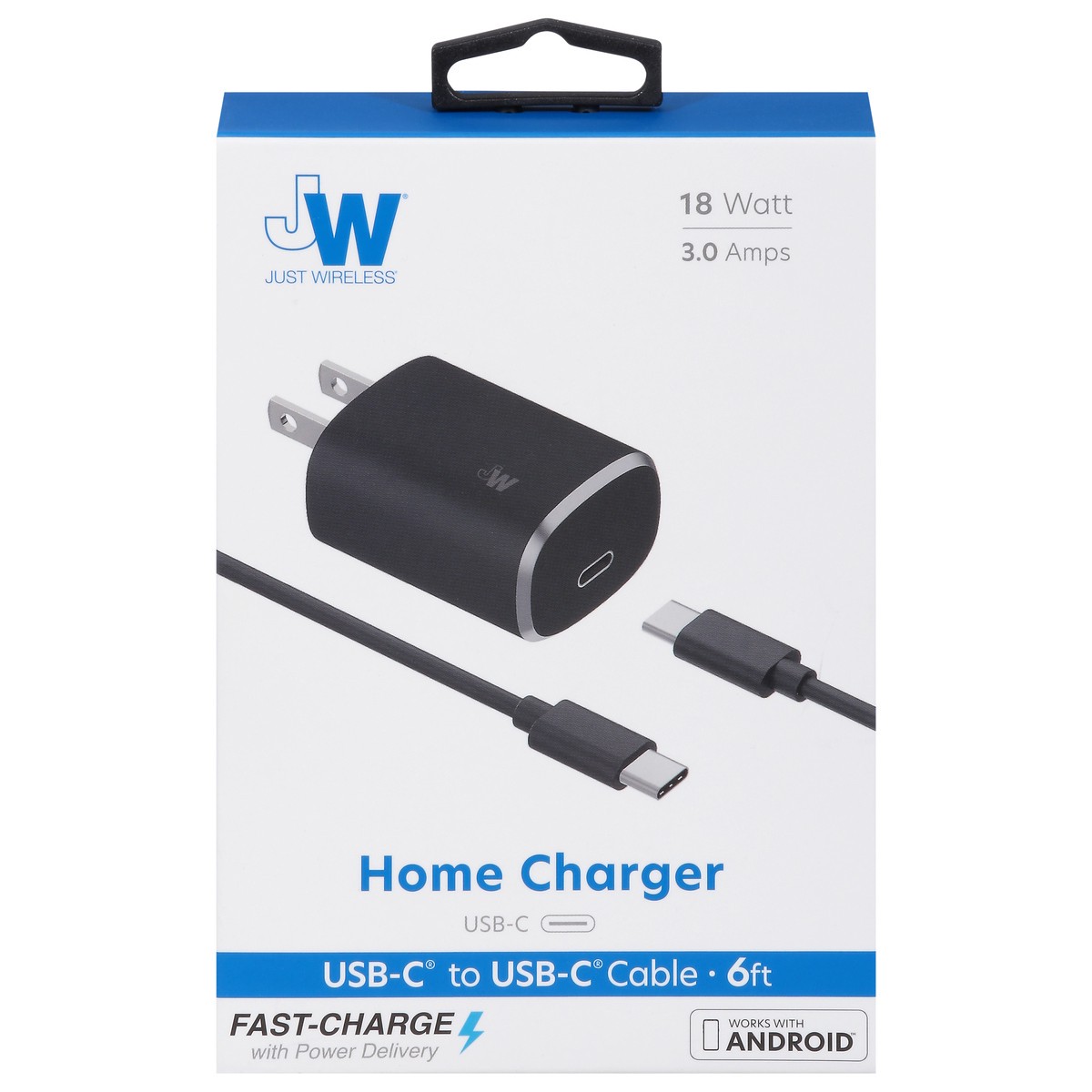 slide 1 of 11, Just Wireless Home Charger 3.0A USB-C, 1 ct