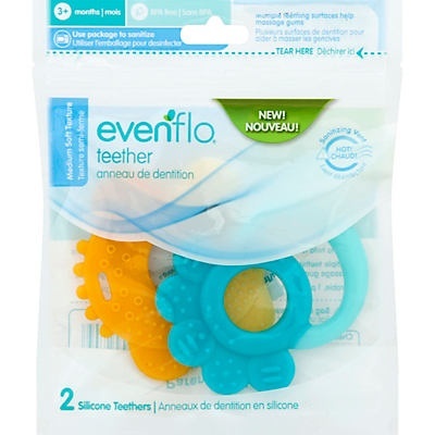 slide 1 of 1, Evenflo Silicone Teethers, 2 ct