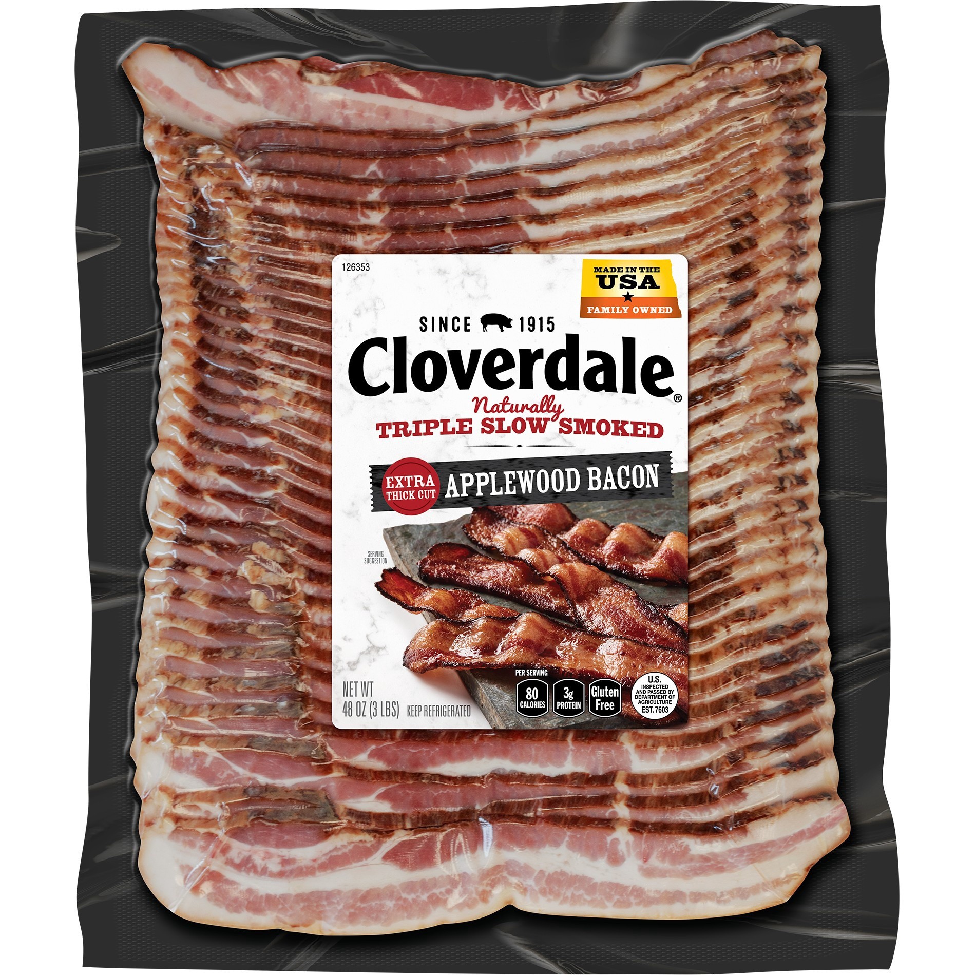 slide 1 of 4, Cloverdale Extra Thick Cut Bacon 48 oz, 48 oz