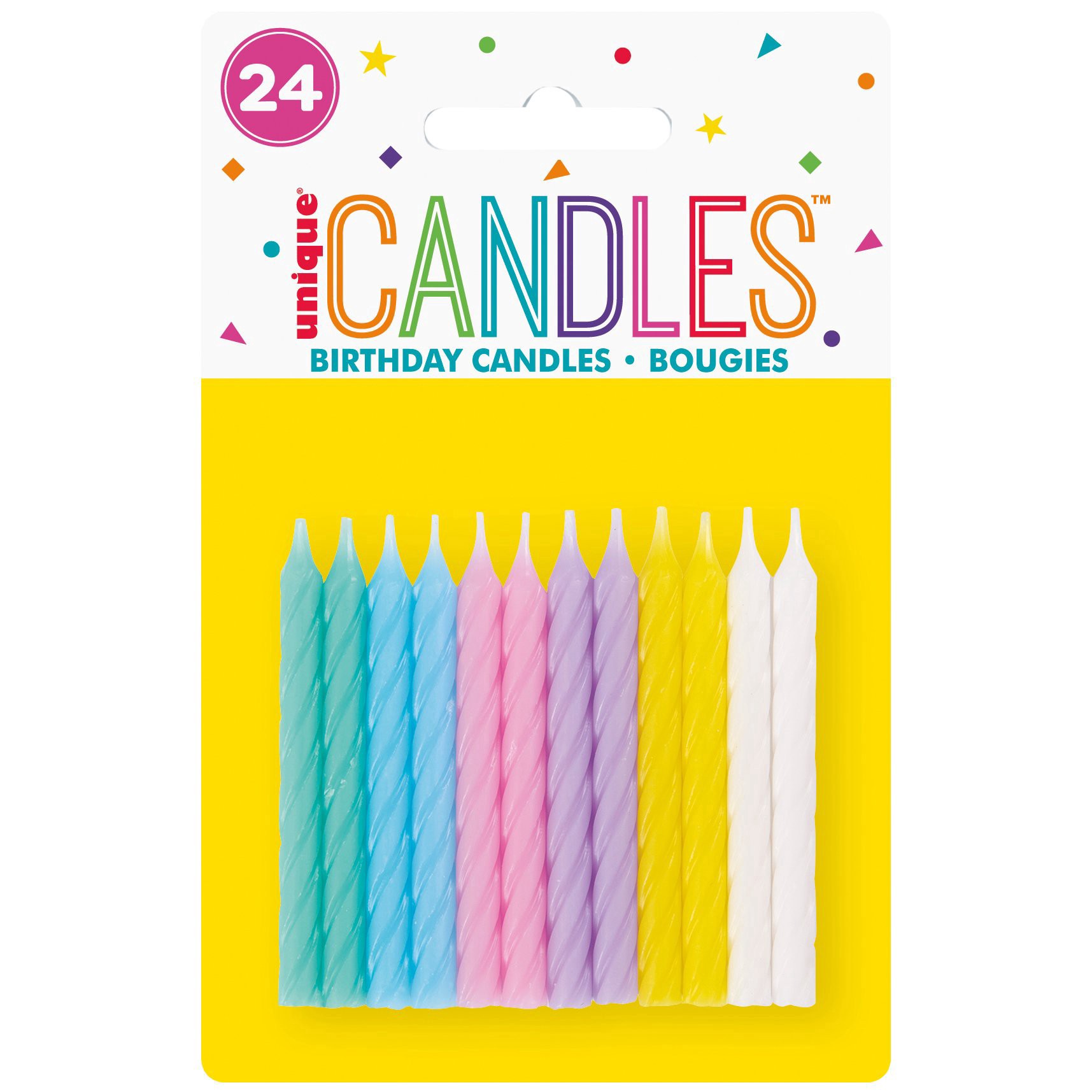 slide 1 of 1, Unique Assorted Spiral Birthday Candles, 24 ct