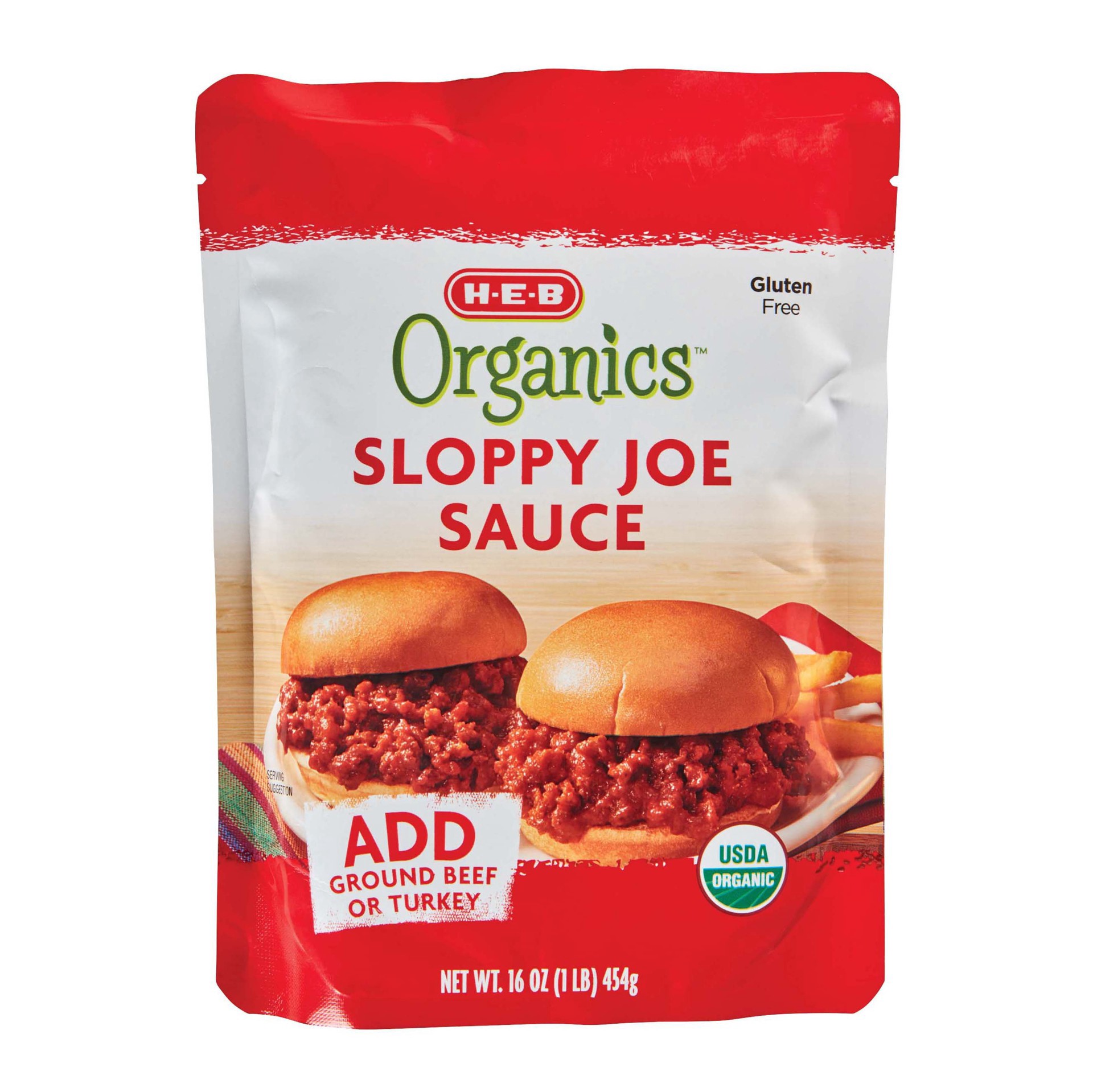 slide 1 of 1, H-E-B Organics Sloppy Joe Sauce, 16 oz