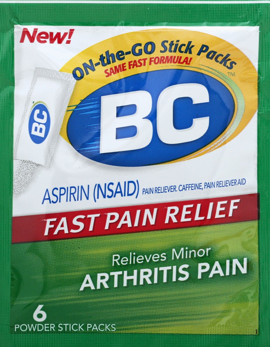 slide 6 of 7, BC Powder Arthritis Pain Reliever, Aspirin Dissolve Packs, 6 Count Powder Packets, 6 ct