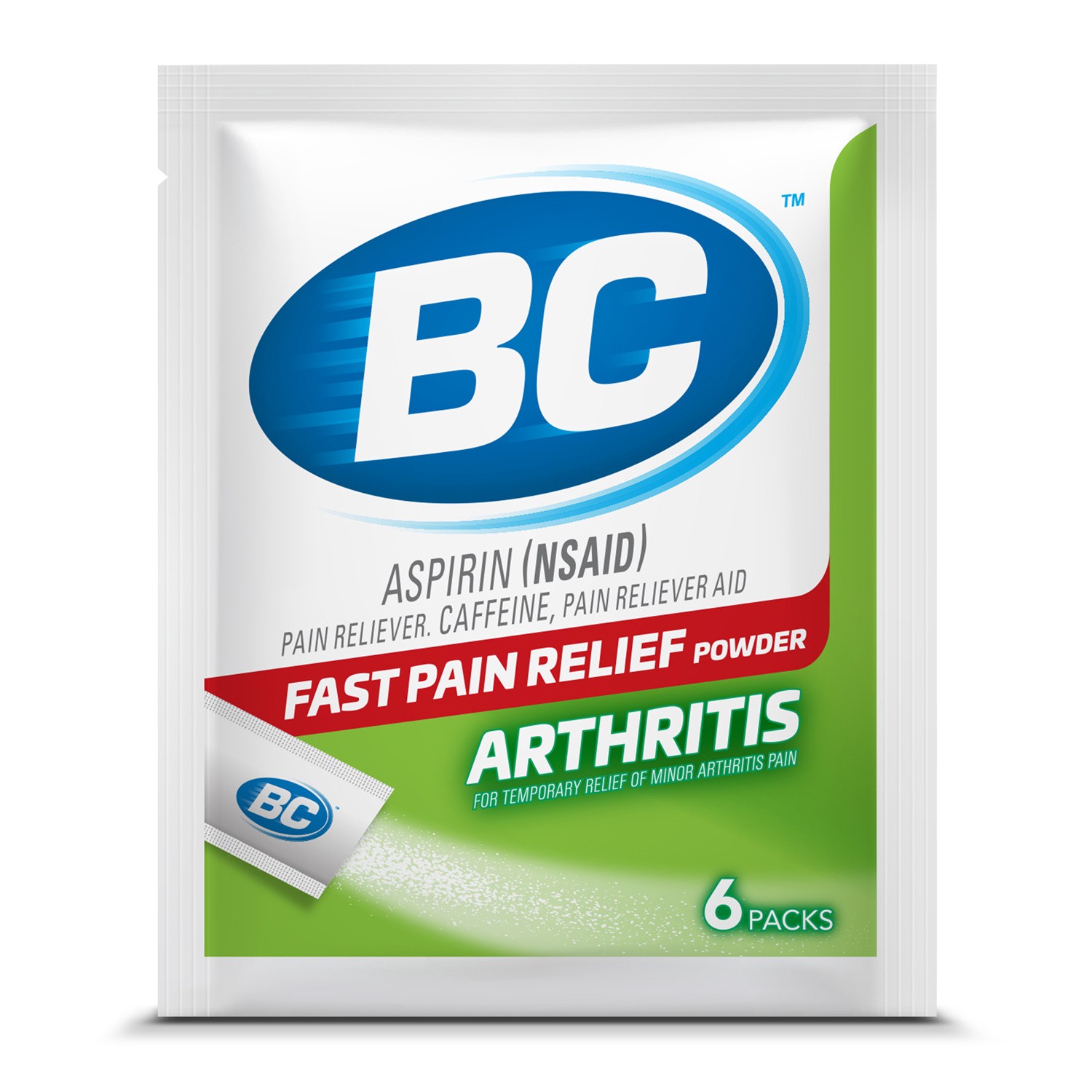 slide 1 of 7, BC Powder Arthritis Pain Reliever, Aspirin Dissolve Packs, 6 Count Powder Packets, 6 ct