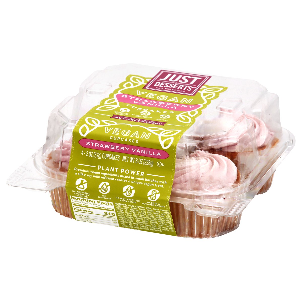 slide 8 of 14, Just Desserts Vegan Strawberry Vanilla Cupcakes 4 - 2 oz Cupcakes, 4 ct