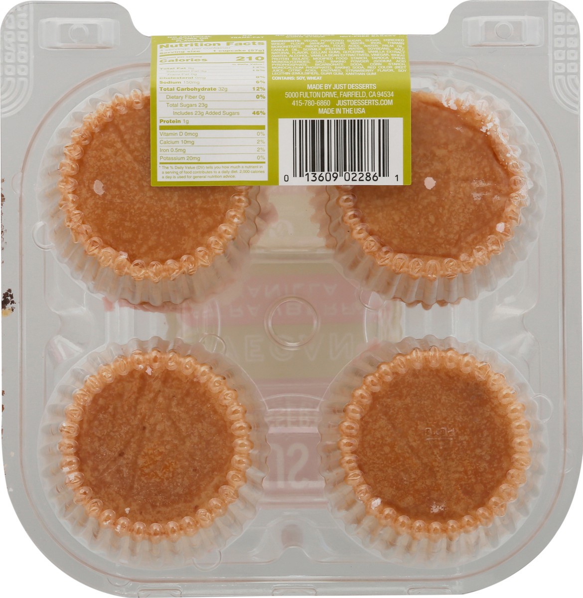 slide 11 of 14, Just Desserts Vegan Strawberry Vanilla Cupcakes 4 - 2 oz Cupcakes, 4 ct