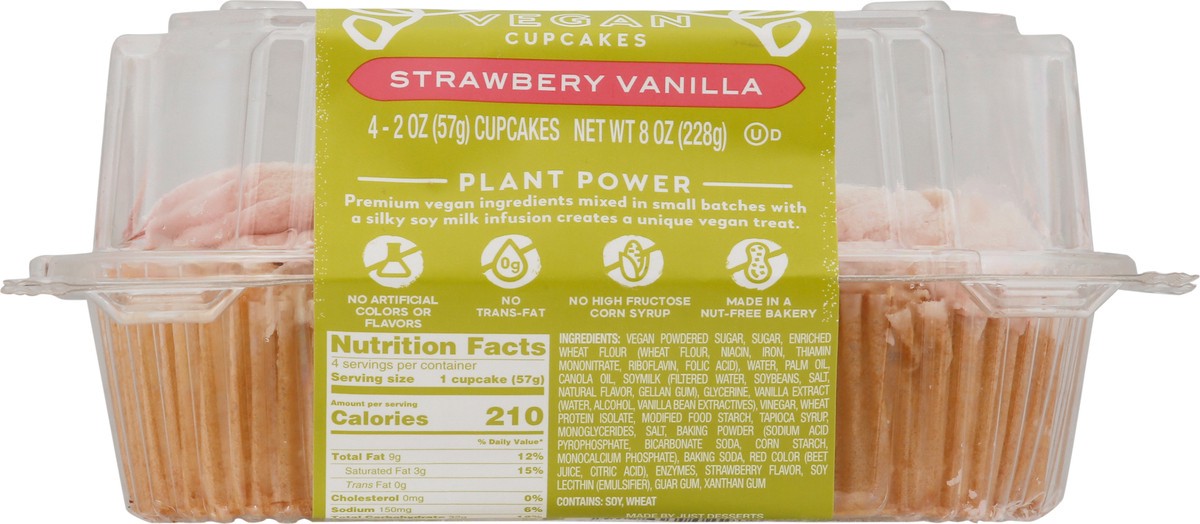 slide 6 of 14, Just Desserts Vegan Strawberry Vanilla Cupcakes 4 - 2 oz Cupcakes, 4 ct