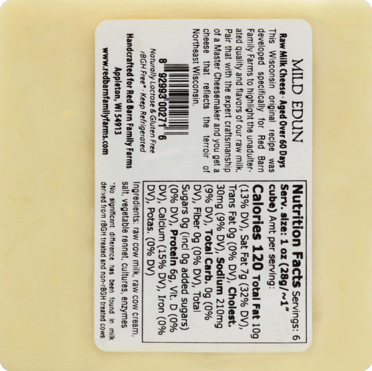 slide 3 of 6, Redbarn Edun Raw Milk Cheese, 6 oz