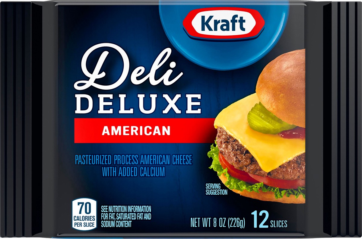 slide 3 of 9, Kraft Deli Deluxe American Cheese Slices, 12 ct Pack, 12 ct