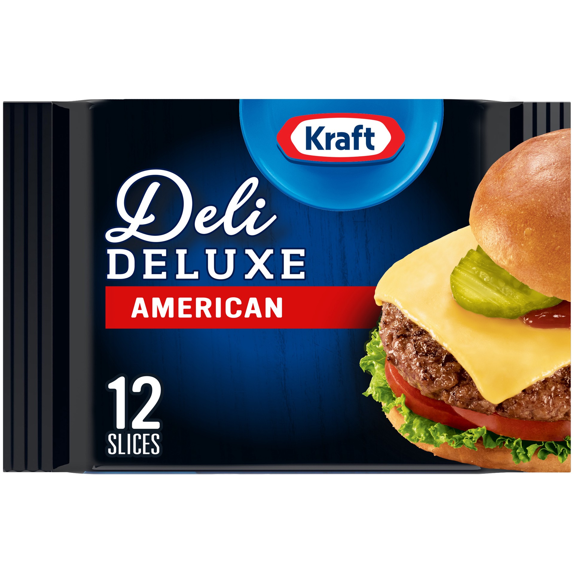 slide 1 of 9, Kraft Deli Deluxe American Cheese Slices, 12 ct Pack, 12 ct