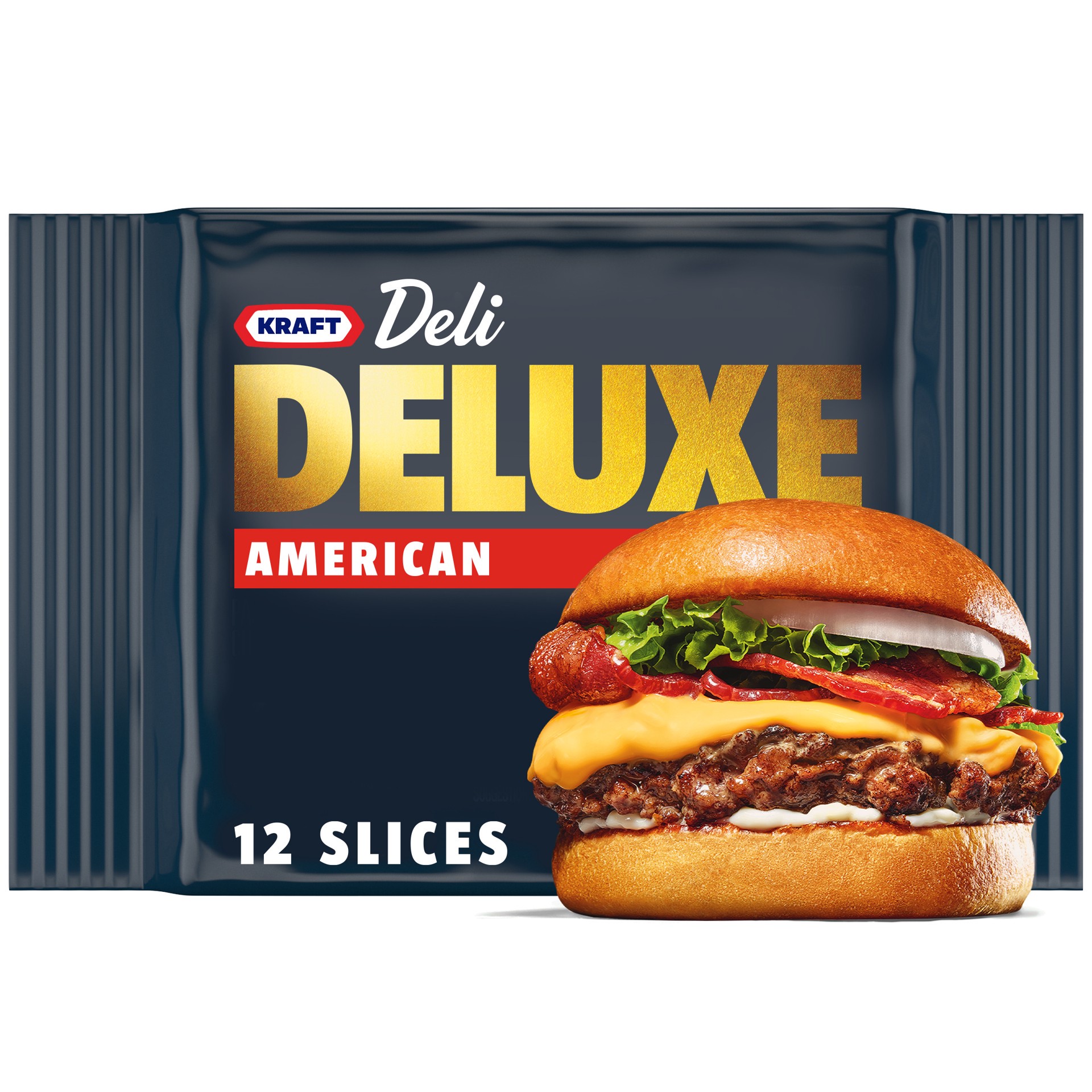 slide 1 of 9, Kraft Deli Deluxe American Cheese Slices, 12 ct Pack, 12 ct