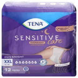 Tena Sensitive Care Overnight XXL Underwear 12 Each