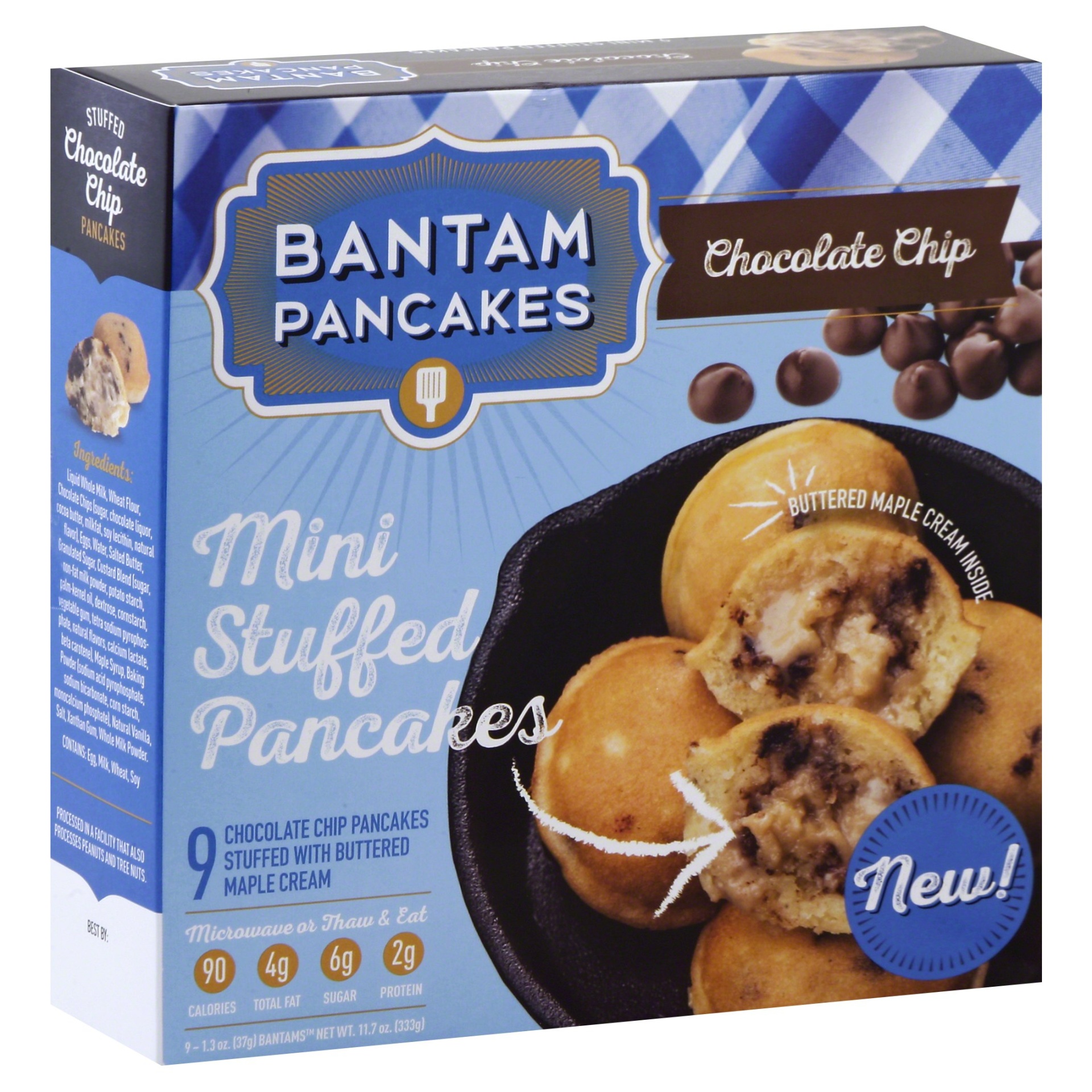 slide 1 of 1, Bantam Bagels Pancakes Chocolate Chip Mini Stuffed Pancakes, 11.7 oz