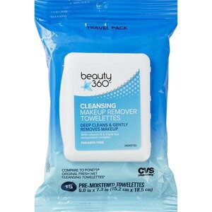 slide 1 of 1, CVS Beauty Beauty 360 Cleansing And Makeup Remover Towelettes, 15/Pack, 15 ct