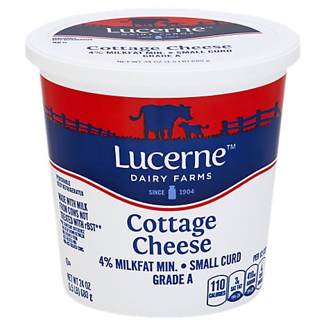 slide 1 of 1, Lucerne Cheese Cottage Small Curd 4% Milkfat Min., 24 oz