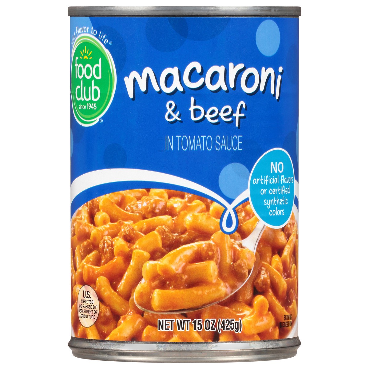 slide 11 of 11, Food Club Macaroni And Beef Pasta, 15 oz