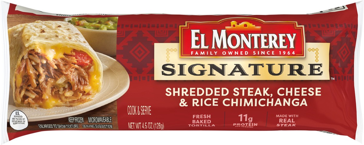 slide 5 of 7, El Monterey Signature Chimichanga Shredded Steak & Three Cheese - 5 Oz, 5 oz