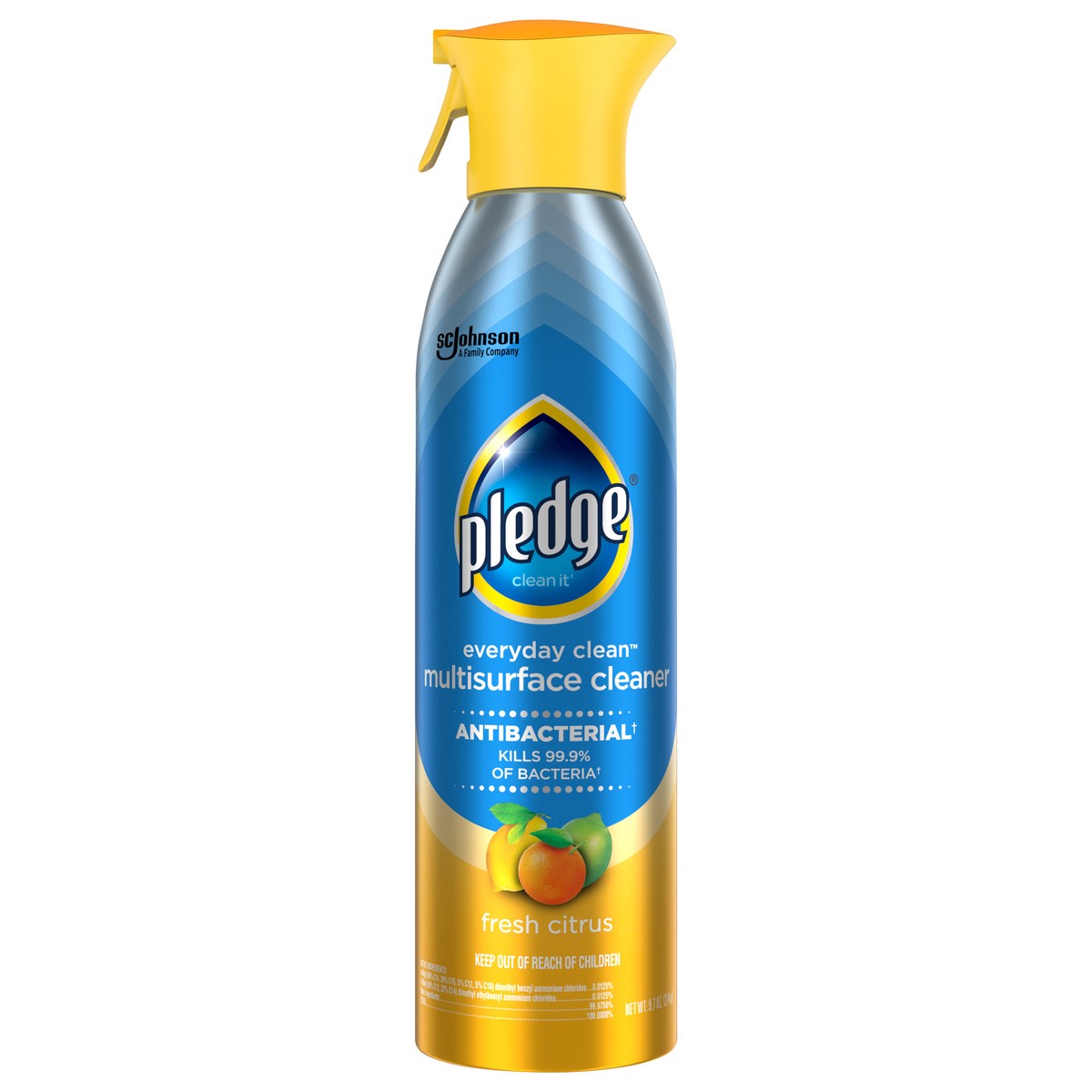 slide 1 of 5, Pledge Antibacterial Multisurface Cleaner Spray, Fresh Citrus Scent, 9.7oz, 9.7 oz