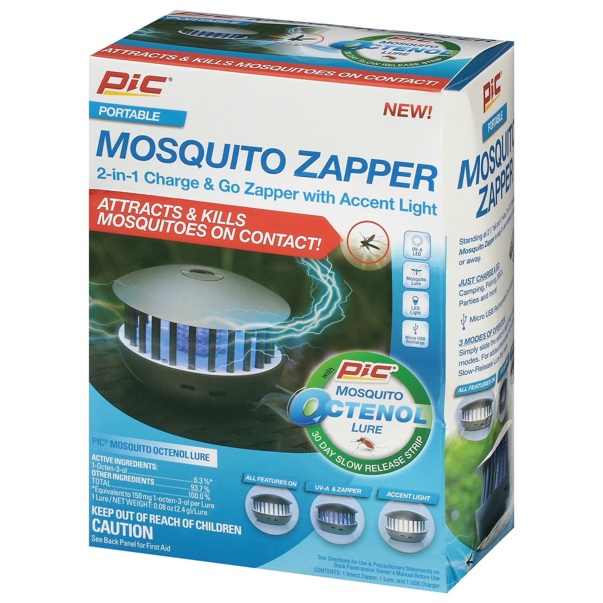 slide 3 of 9, Pic Portable Mosquito Zapper 1 ea, 1 ct