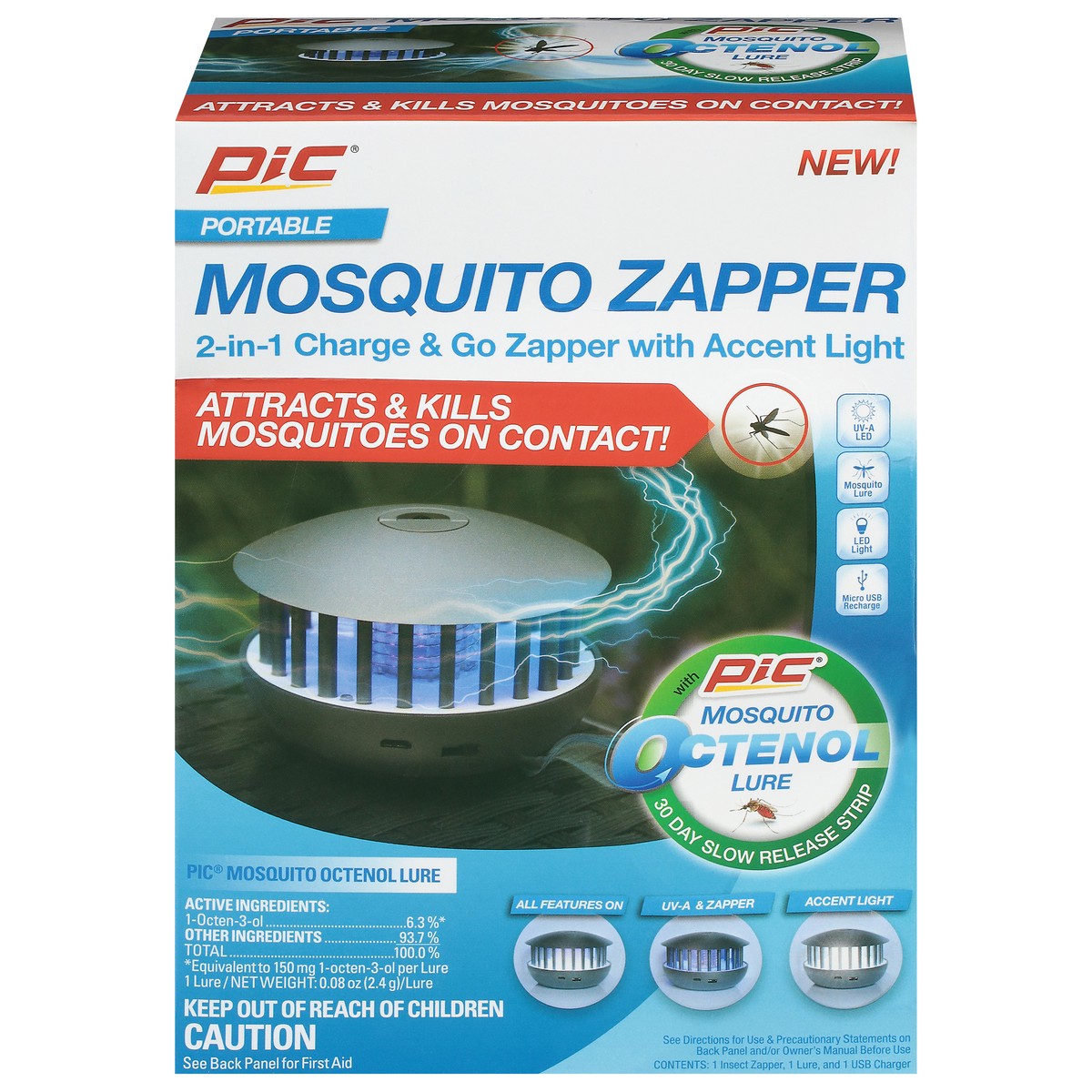 slide 1 of 9, Pic Portable Mosquito Zapper 1 ea, 1 ct