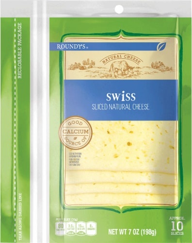 slide 1 of 1, Roundy's Roundys Natural Sliced Swiss Cheese, 7 oz