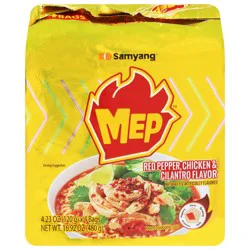 Samyang Red Pepper, Chicken & Cilantro Flavor Ramyeon Noodle Soup - 4 x 4.23 oz Bags