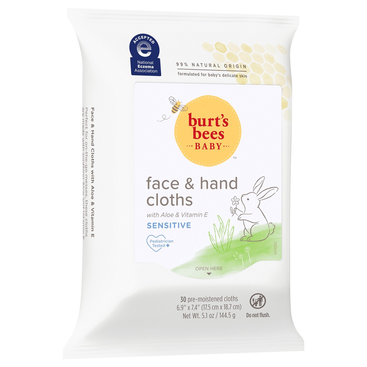 slide 4 of 9, Burt's Bees Baby Face & Hand Cloth Unscented Cleansing Wipes, 30 ct