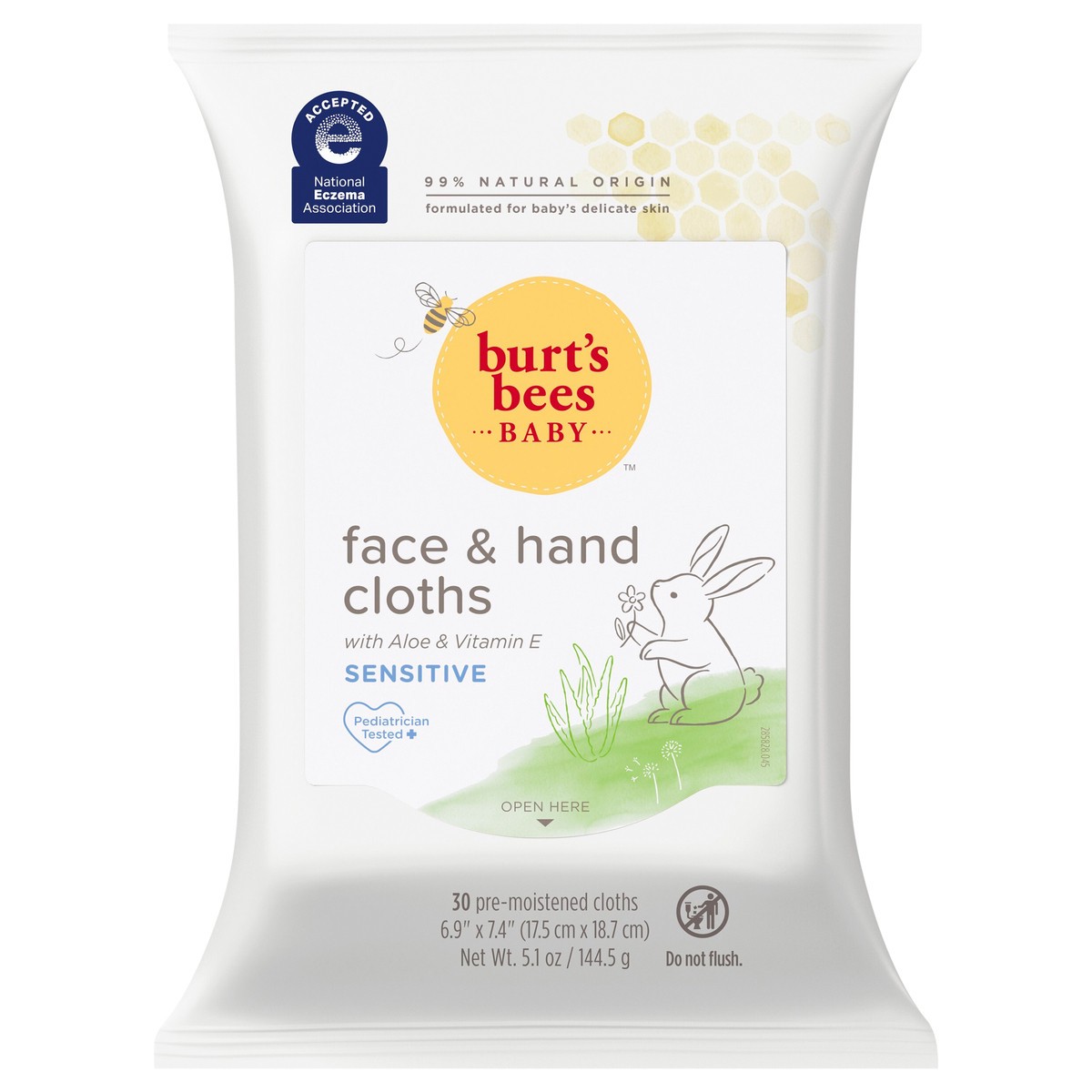 slide 1 of 9, Burt's Bees Baby Face & Hand Cloth Unscented Cleansing Wipes, 30 ct