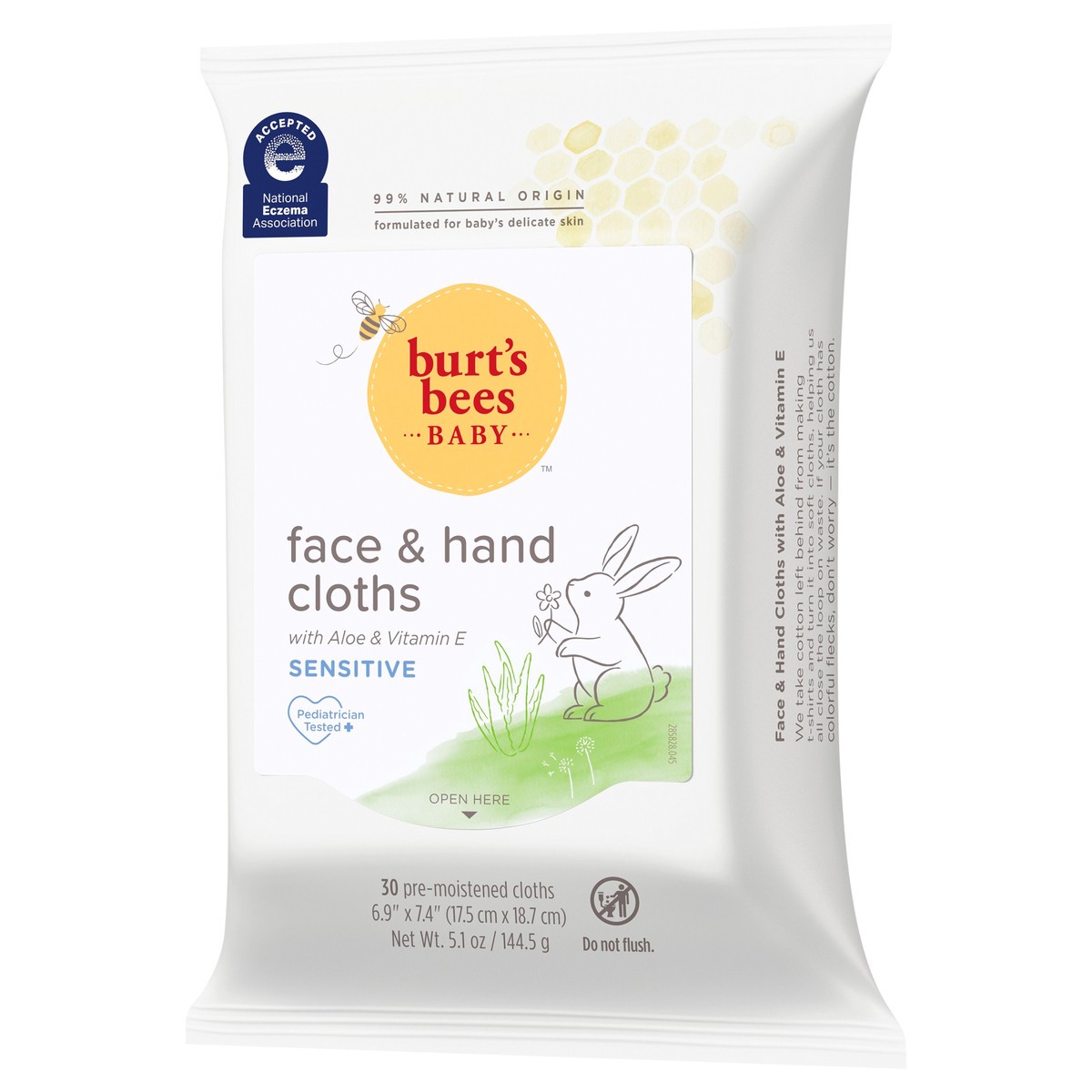 slide 6 of 9, Burt's Bees Baby Face & Hand Cloth Unscented Cleansing Wipes, 30 ct